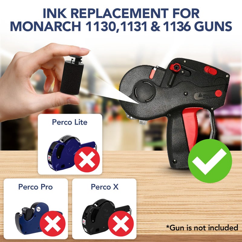 Perco Ink Roll for Monarch 1130, 1131 and 1136 Price and Date Guns - Pack of 4 Replacement Inkers for Monarch 1130, 1131 and 1136 Labelers - Easy to Load, Premium, Clear & Bold Prints - Made in USA - Image 2